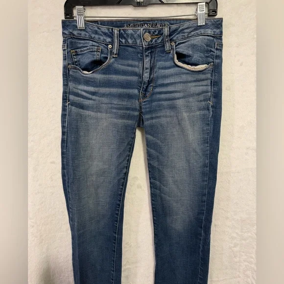 American Eagle Skinny Low Rise Jeans Womens 6 Blue Stretch Jeggings Skater Indie - Picture 3 of 12